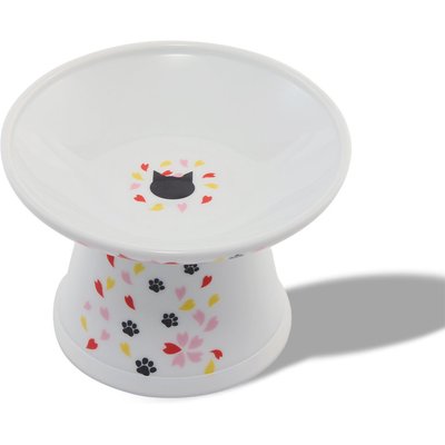Necoichi Necoichi Extra Wide Elevated Ceramic Cat Food Bowl, Sakura, 2-cup