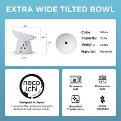 Necoichi 15° Tilted Elevated Ceramic Cat Food Bowl, 2 cup, Cat slide 2 of 9