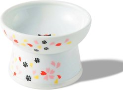 Necoichi Elevated Ceramic Cat Food Bowl, Sakura, 1 cup