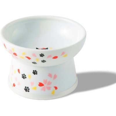 Necoichi Necoichi Elevated Ceramic Cat Food Bowl, Sakura, 1 cup