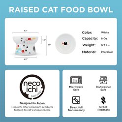 Necoichi Elevated Ceramic Cat Food Bowl, Fuji, 1 cup slide 2 of 8