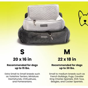 Nandog Quilted Micro-Plush Dog Car Seat Bed, Dark Gray, Medium