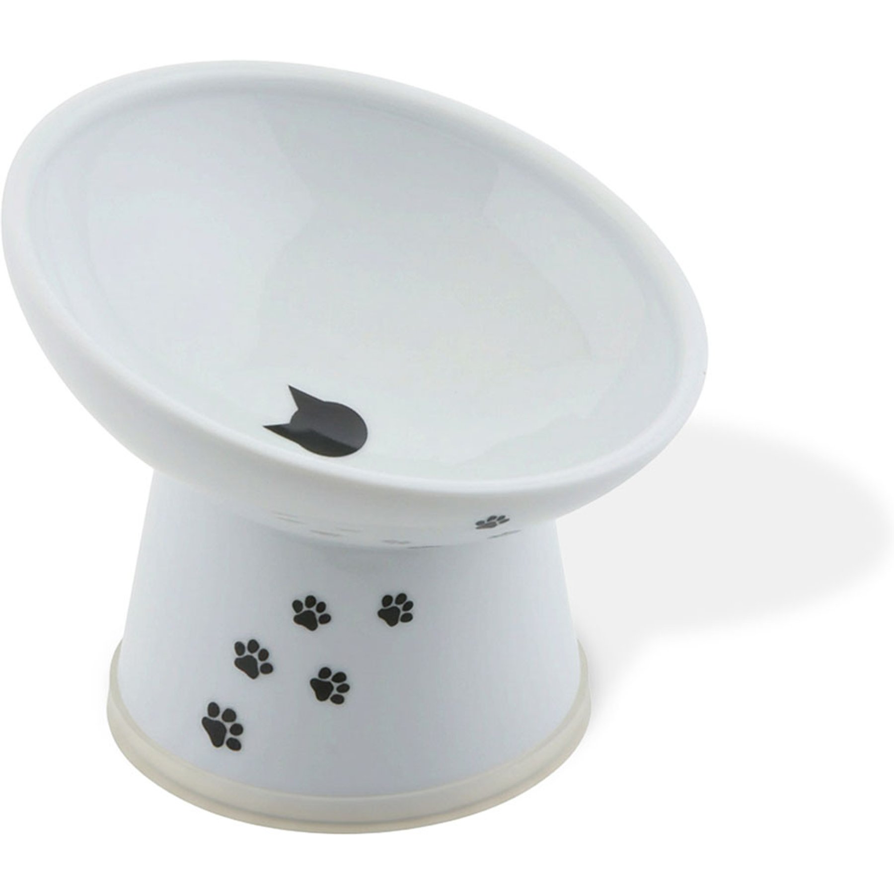 Necoichi 15° Tilted Elevated Ceramic Cat Food Bowl, White