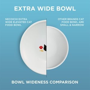 Necoichi Extra Wide Elevated Porcelain Ceramic Cat Food Bowl, Fuji, 2-cup