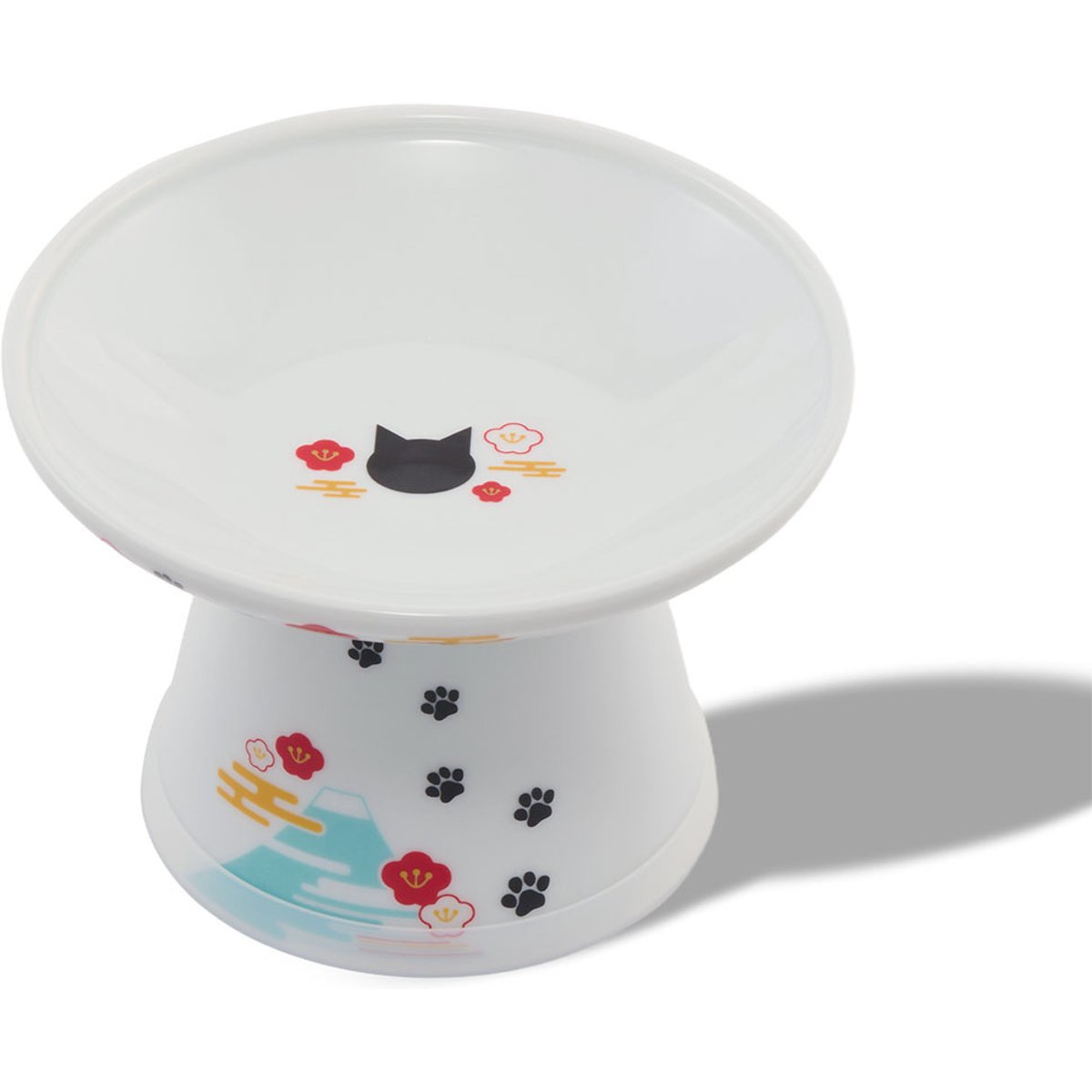 Necoichi Extra Wide Elevated Ceramic Cat Food Bowl, Fuji, 2-cup