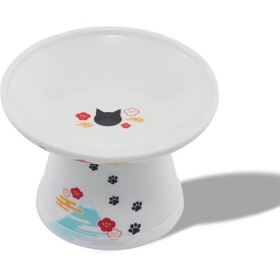Necoichi Necoichi Extra Wide Elevated Ceramic Cat Food Bowl, Fuji, 2-cup