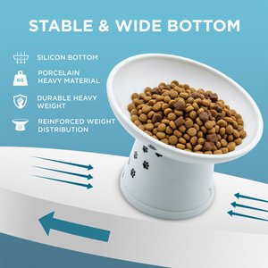 Necoichi 15° Tilted Elevated Ceramic Cat Food Bowl, 2 cup, Cat