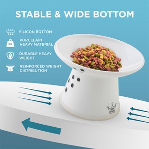 Necoichi Extra Wide Elevated Ceramic Cat Food Bowl, Cat, 2-cup