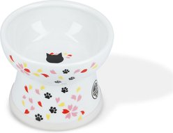 Necoichi Elevated Ceramic Cat Food Bowl, Sakura, 1.5 cup