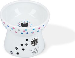 Necoichi Elevated Ceramic Cat Food Bowl, Colorful Dots,1.5 cup