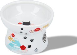 Necoichi Elevated Ceramic Cat Food Bowl, Fuji, 1 cup