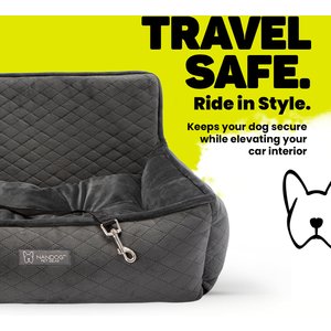 Nandog Quilted Micro-Plush Dog Car Seat Bed, Dark Gray, Medium