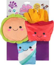 Cudlie Creatures Fries Hamburger Soda Dog Chew Toy, 3 count