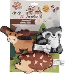 Cudlie Creatures Hedgehog Racoon Moose Dog Chew Toy, 3 count slide 1 of 2