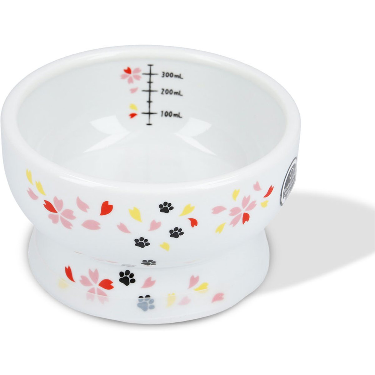 Necoichi Ceramic Elevated Cat Water Bowl, Sakura, 12.2-oz, Whisker Relief