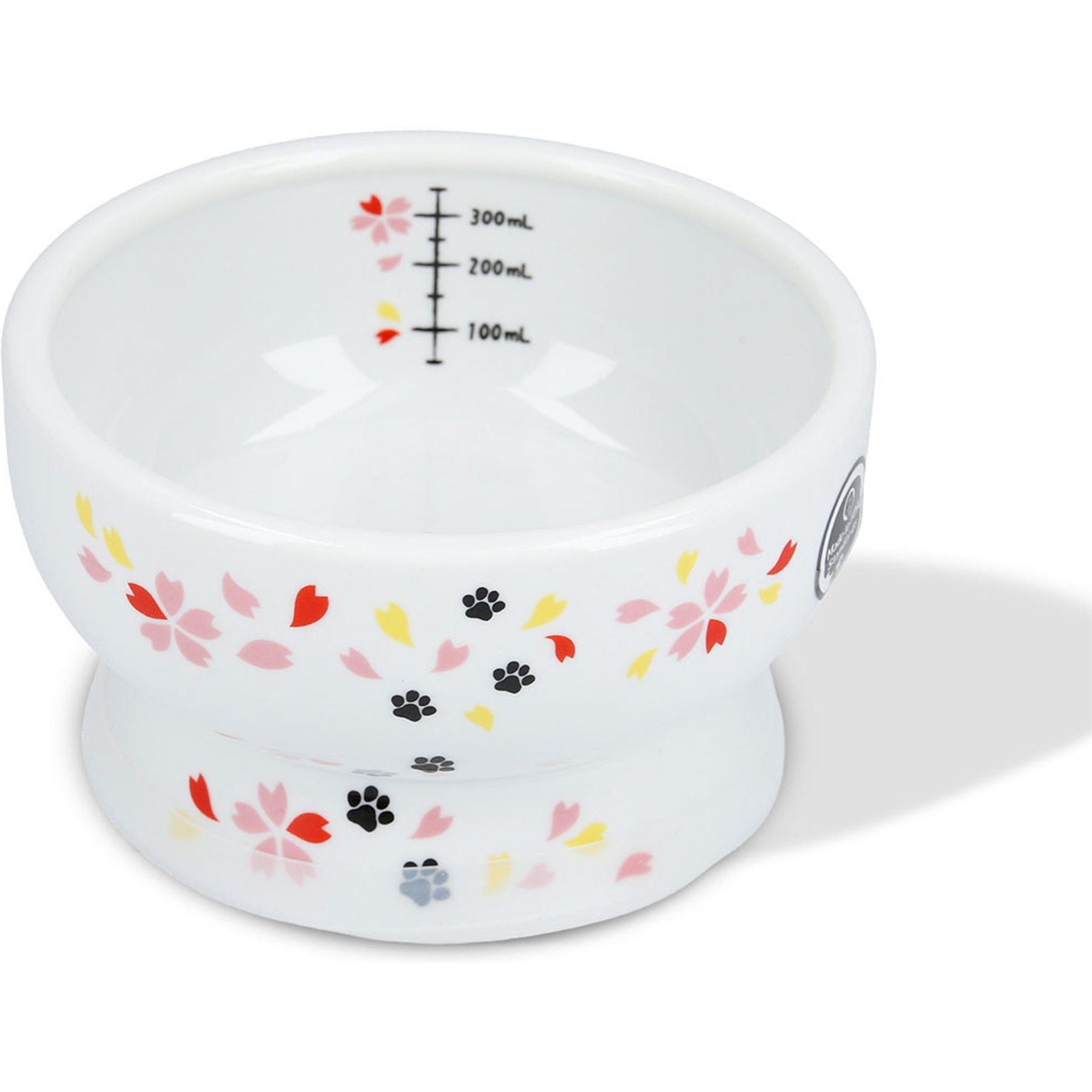 Necoichi Ceramic Elevated Cat Water Bowl, Sakura, 12.2-oz, Whisker Relief