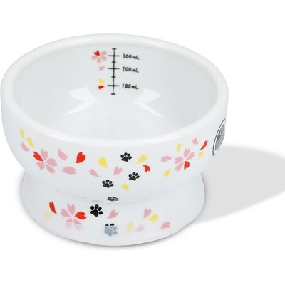 Necoichi Necoichi Ceramic Elevated Cat Water Bowl, Sakura, 12.2-oz, Whisker Relief