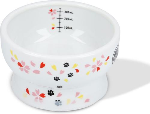 NECOICHI Elevated Porcelain Ceramic Cat Water Bowl, Sakura, 12.2