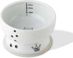 Necoichi Elevated Ceramic Cat Water Bowl, Cat Paw Print, Raised, 12.2-oz