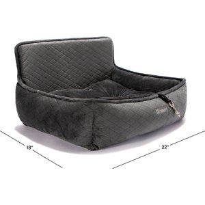 Nandog Quilted Micro-Plush Dog Car Seat Bed, Dark Gray, Medium