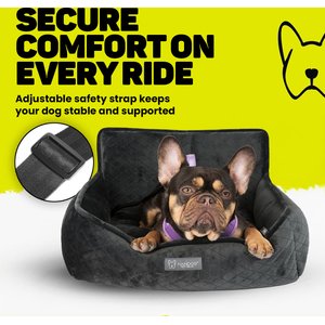 Nandog Quilted Micro-Plush Dog Car Seat Bed, Dark Gray, Medium