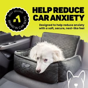Nandog Quilted Micro-Plush Dog Car Seat Bed, Dark Gray, Medium