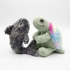 Spike & Stella Shark Turtle Sqeaky Plush Dog Toy, 2 count
