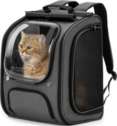 Pecute Ergonomic 3D Design Breathable Bubble Shaded Shopping Backpack Dog & Cat Carrier, Grey