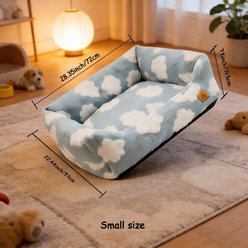 Fuzzy Bird Soft Fluffy Inner Lining Easy-Clean Bed & House for Small Dogs & Cats, Blue, Small slide 2 of 6