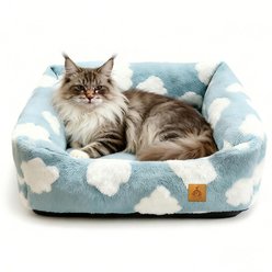 Fuzzy Bird Soft Fluffy Inner Lining Easy-Clean Bed & House for Small Dogs & Cats, Blue, Small