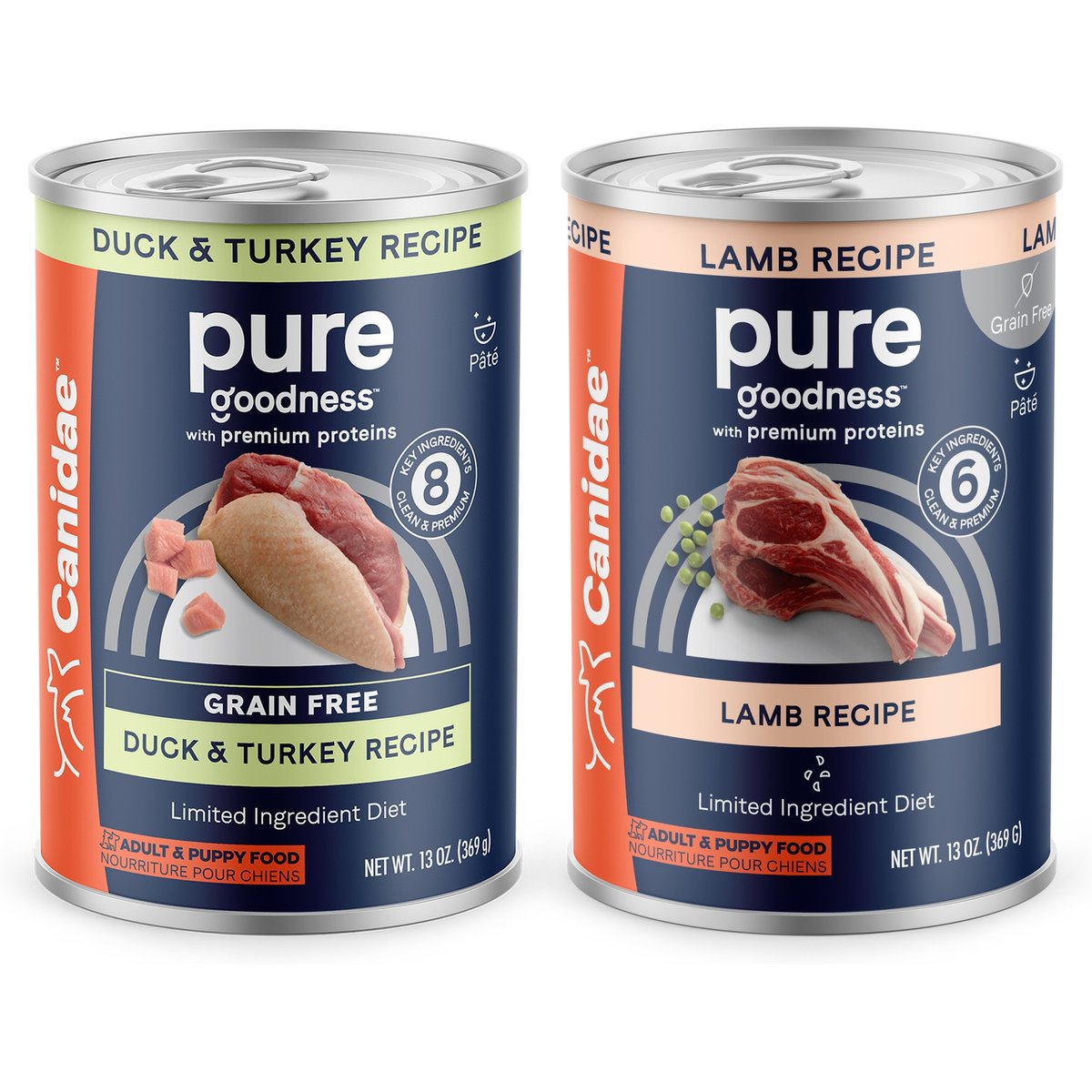CANIDAE PURE Limited Ingredient Duck & Turkey Recipe + Lamb Recipe Canned Dog Food