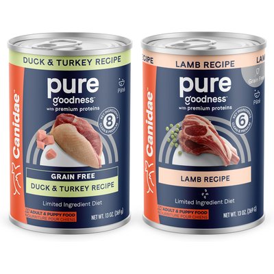 CANIDAE CANIDAE PURE Limited Ingredient Duck & Turkey Recipe + Lamb Recipe Canned Dog Food