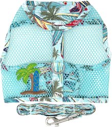 Doggie Design Cool Mesh Surfboards & Palms Dog Harness & Leash, Small: 13 to 16-in chest
