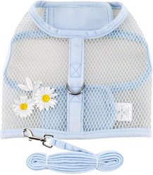 Doggie Design Cool Mesh Blue Daisy Dog Harness & Leash, Small: 13 to 16-in chest