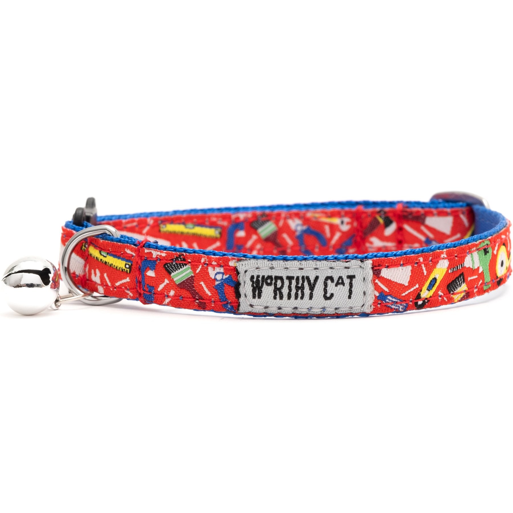 The Worthy Cat Tools Adjustable Cat Collar, Red, 9 to 11-in neck, 1/2-in wide