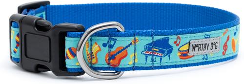 Show full view: The Worthy Dog Music Adjustable Dog Collar, Blue, Large: 14 to 20-in neck, 1-in wide slide 2 of 3