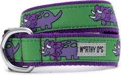 The Worthy Dog Triceratops Adjustable Dog Collar, Green, X-Large: 17 to 23-in neck, 1-in wide slide 1 of 3