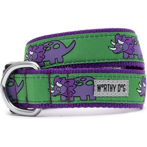 The Worthy Dog Triceratops Adjustable Dog Collar, Green, X-Small: 5 to 11-in neck, 1/2-in wide