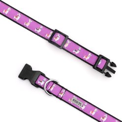 The Worthy Dog Llamas Adjustable Dog Collar, Purple, X-Large: 17 to 23-in neck, 1-in wide slide 2 of 6