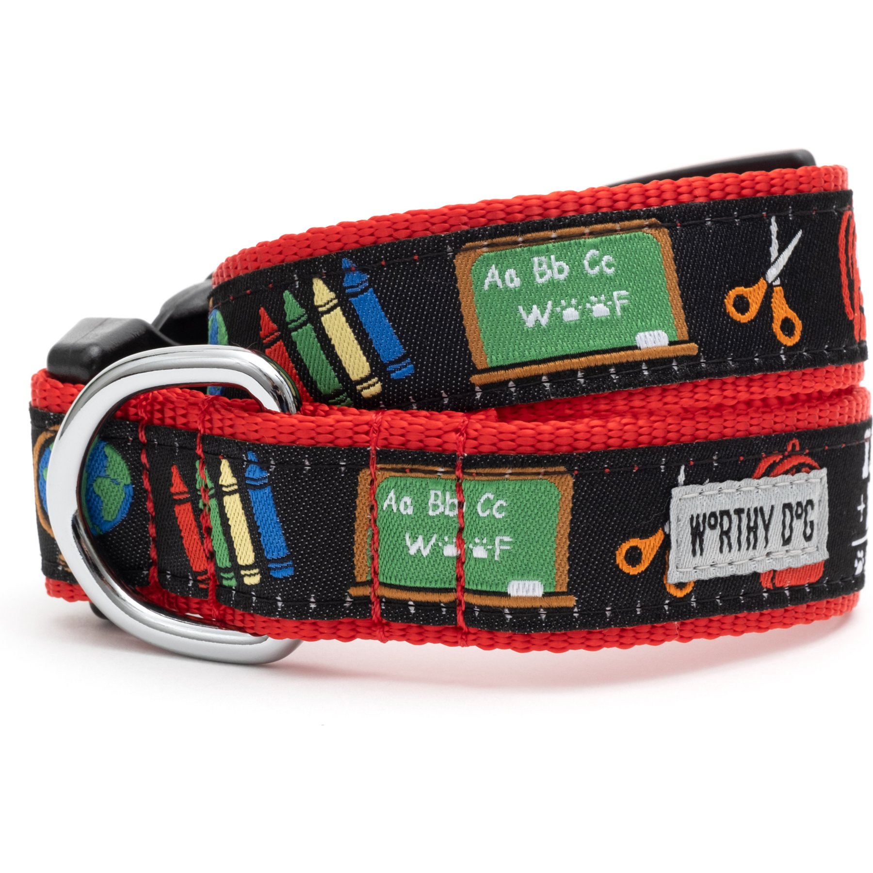 The Worthy Dog K9 College Adjustable Dog Collar, Black, Small: 8 to 14-in neck, 5/8-in wide