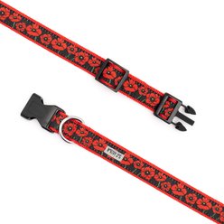 The Worthy Dog Poppies Adjustable Dog Collar, Black, Small: 8 to 14-in neck, 5/8-in wide slide 2 of 5