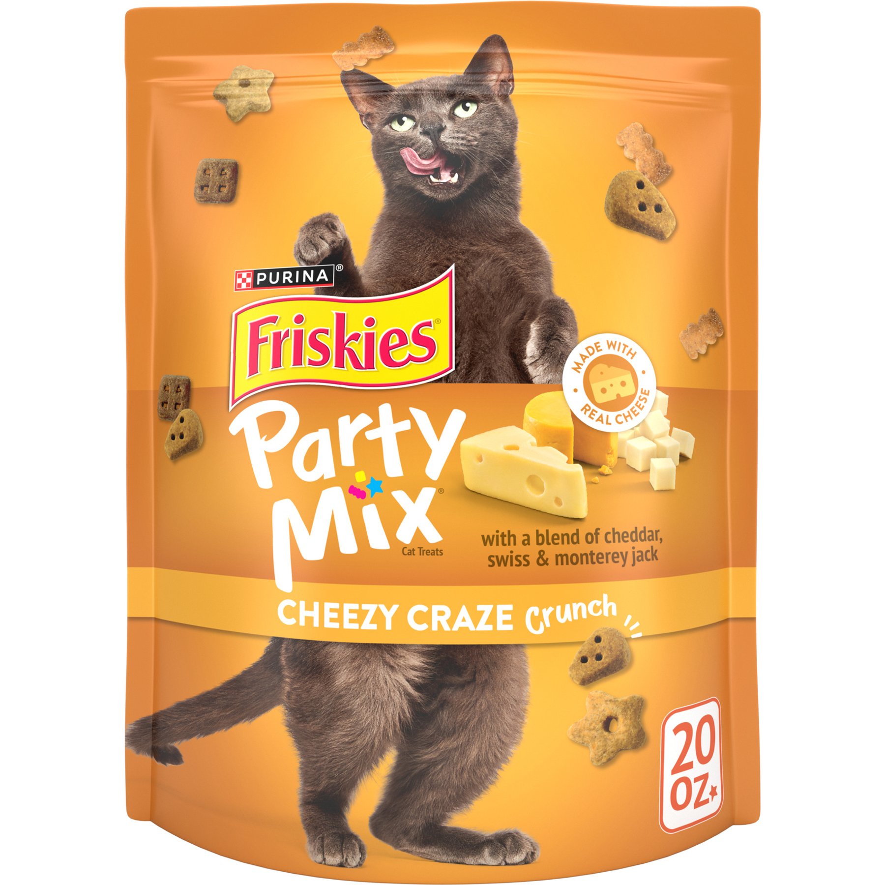 Friskies Party Mix Cheezy Craze Crunch Flavor Crunchy Cat Treats, 20-oz pouch