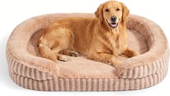 JOEJOY C-Shaped High Sided Calming Egg Crate Foam Orthopedic Bolster Dog Bed with Removable Cover, X-Large: 42 x 32 x 7-in, Brown