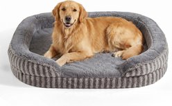 JOEJOY C-Shaped High Sided Calming Egg Crate Foam Orthopedic Bolster Dog Bed with Removable Cover, X-Large: 42 x 32 x 7-in, Dark Grey