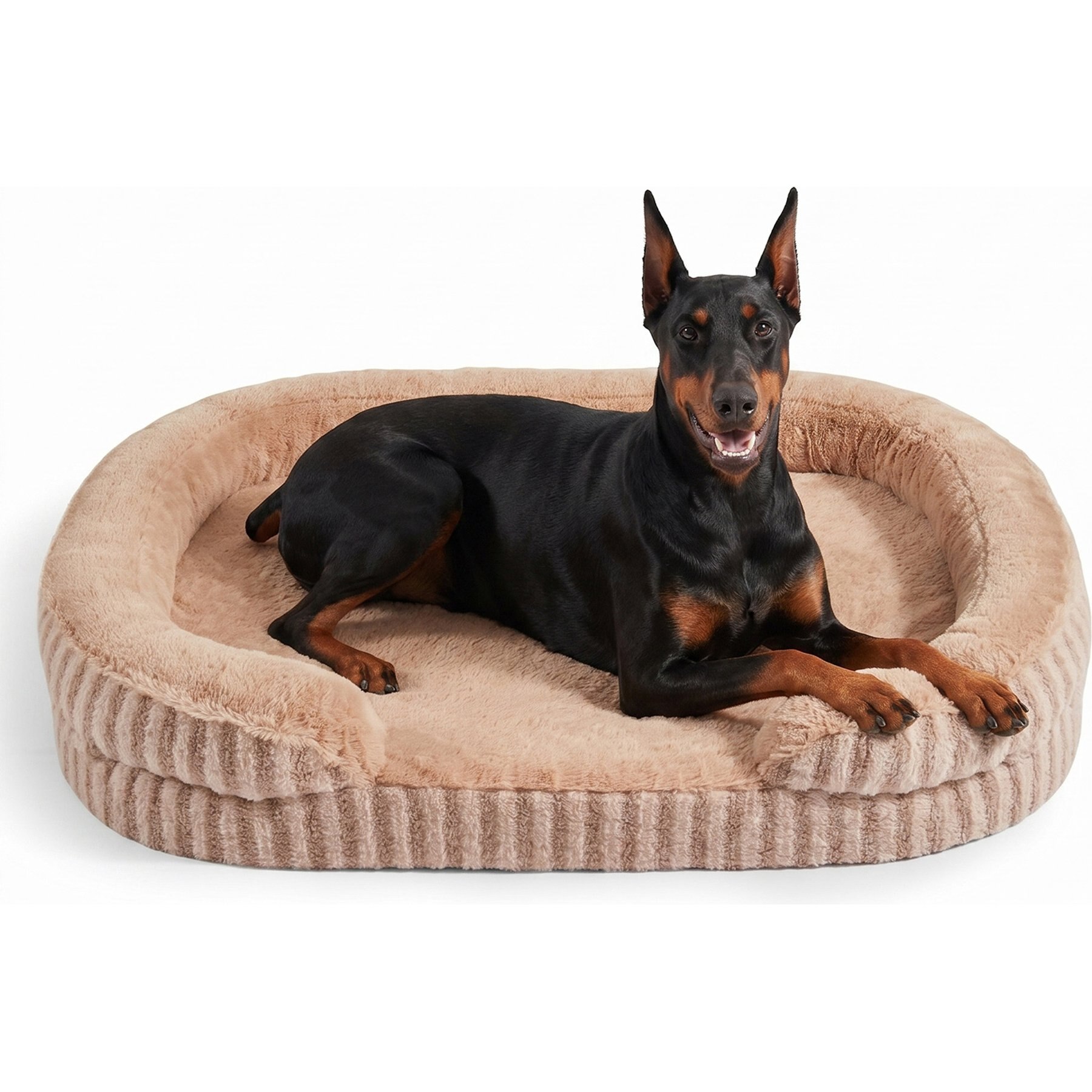JOEJOY C-Shaped High Sided Calming Egg Crate Foam Orthopedic Bolster Dog Bed with Removable Cover, Brown, XX-Large: 48 x 35 x 8-in