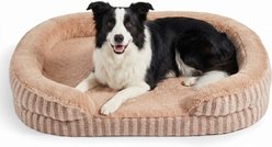 JOEJOY C-Shaped High Sided Calming Egg Crate Foam Orthopedic Bolster Dog Bed with Removable Cover, Brown, Large: 35 x 25 x 6.5-in