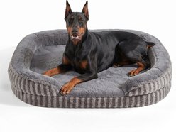 JOEJOY C-Shaped High Sided Calming Egg Crate Foam Orthopedic Bolster Dog Bed with Removable Cover, Dark Grey, XX-Large: 48 x 35 x 8-in