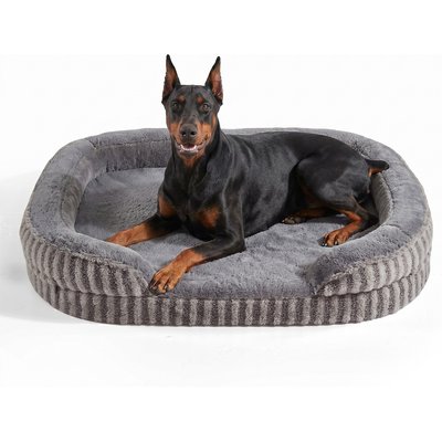 JOEJOY JOEJOY C-Shaped High Sided Calming Egg Crate Foam Orthopedic Bolster Dog Bed with Removable Cover, Dark Grey, XX-Large: 48 x 35 x 8-in