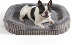 JOEJOY C-Shaped High Sided Calming Egg Crate Foam Orthopedic Bolster Dog Bed with Removable Cover, Dark Grey, Medium: 28 x 23 x 6.5-in