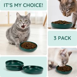 SpunkyJunky Modern Cute Weighted Food Water Ceramic Wide Small Dog & Cat Dish Set, 10.1-oz, 3 count, Green slide 2 of 6